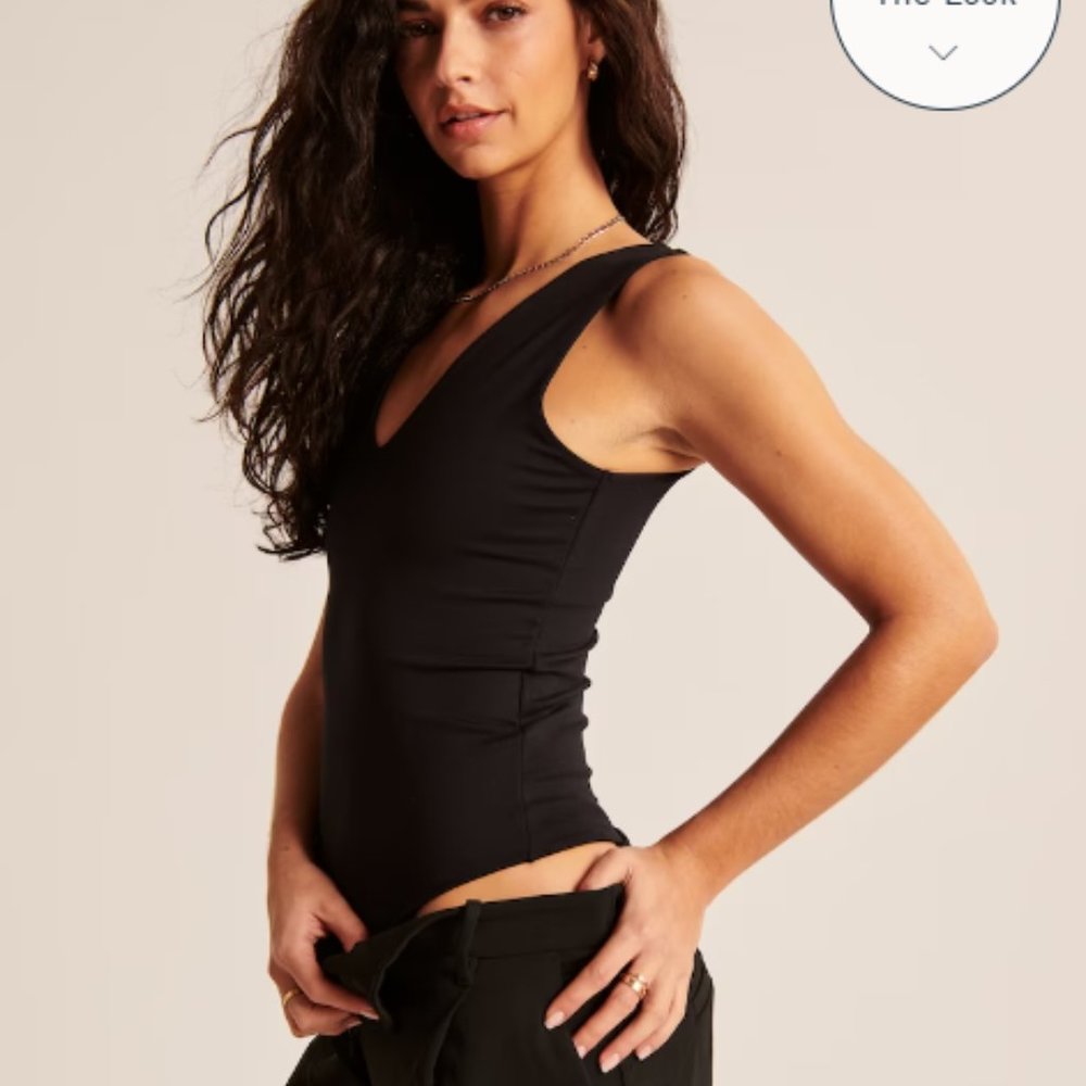 Double-Layered Seamless V-Neck Bodysuit